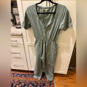 Green Button-Up Jumpsuit